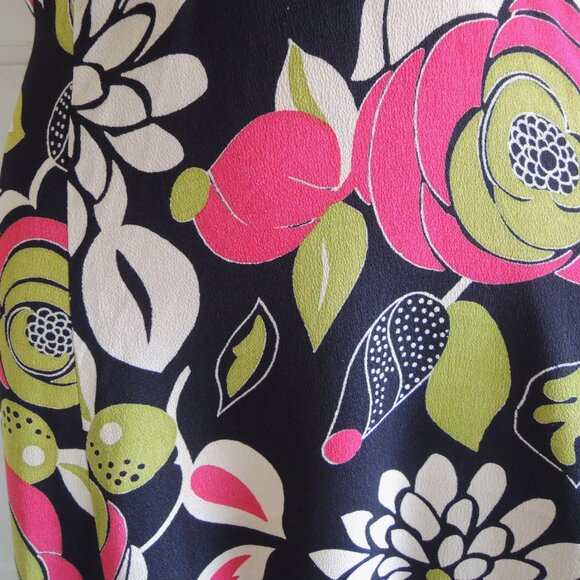 Pink Wheels Black & Pink Floral Abagail Retro 30s 40s Dress S - Picture 8 of 12